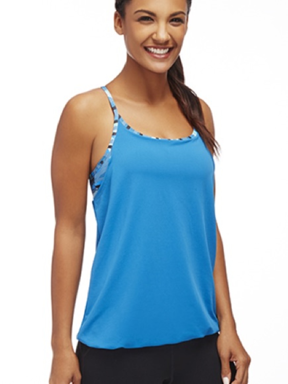 Fabletics NWT Norwalk Tank with Built-in Bra in XS Bombay Blue/Impulse print